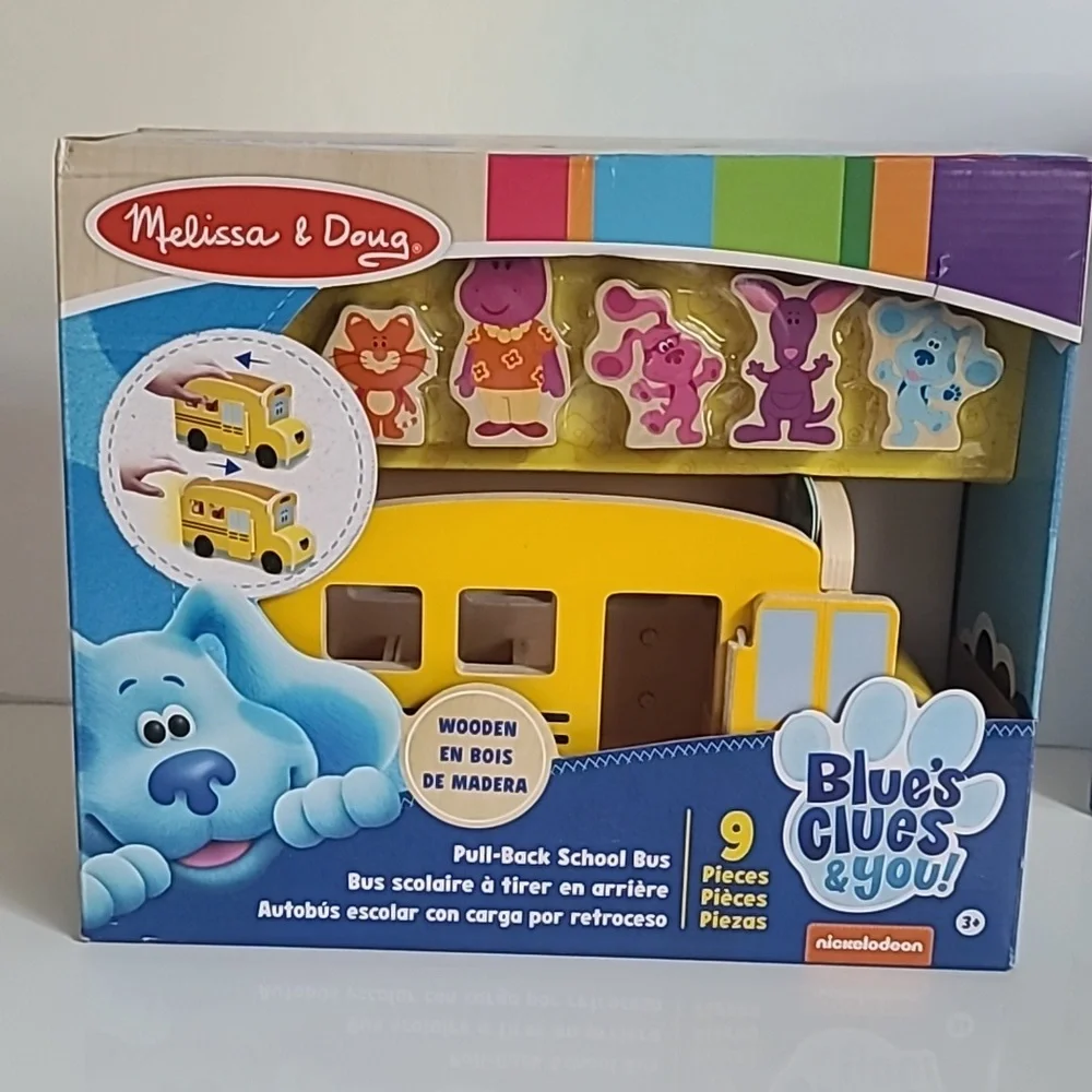 Melissa Dough Blues Clues Wooden Yellow School Bus Kids Toy